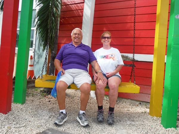 the two RV Gypsies on a swing