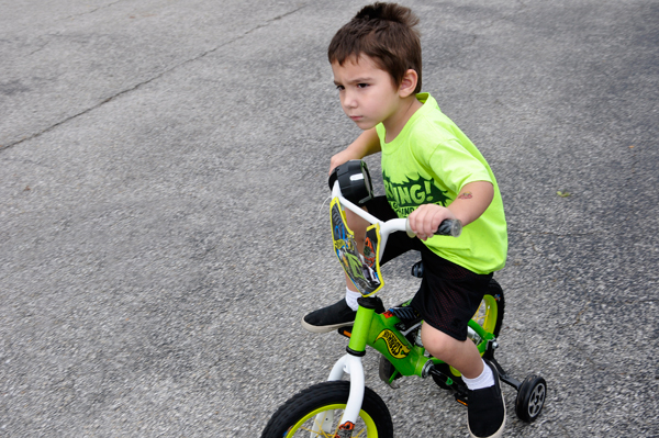 the great-grandson of the two RV Gypsies on his bicycylce