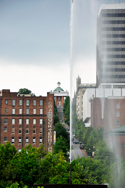 a big jet d'eau over the James River