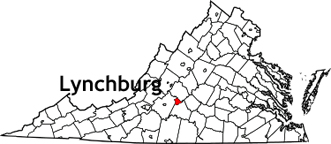 map of VA showing location of Lynchburg