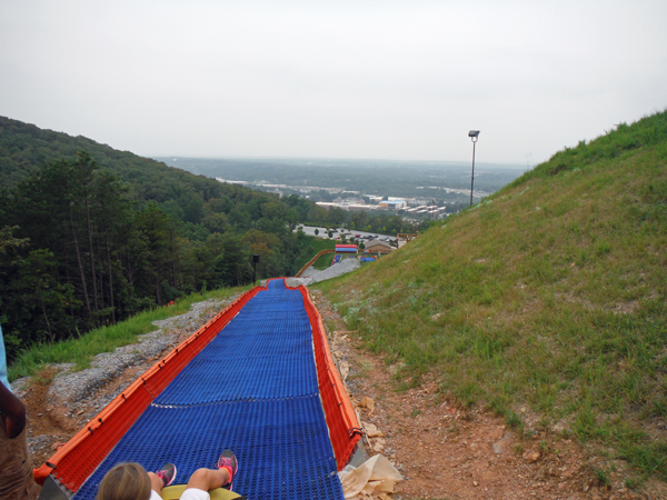 Karen Duquette ready to tube down the hill