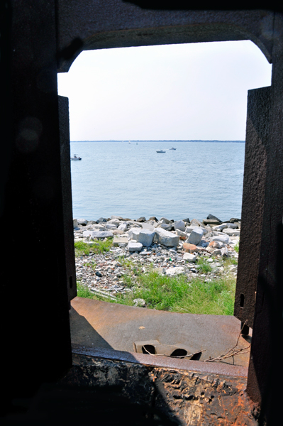 viewing window at Fort Wool Historic Site  sign