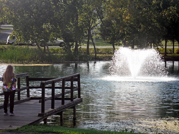 Karen Duquette  checks out Carillon Pond