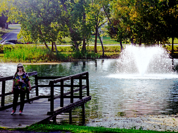 Karen Duquette  checks out Carillon Pond