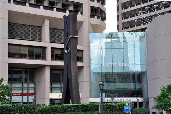 Centre Square and a giant clothespin