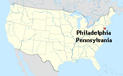 USA map showing location of Pennsylvania