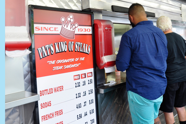 Lee duquette ordering his cheesesteak