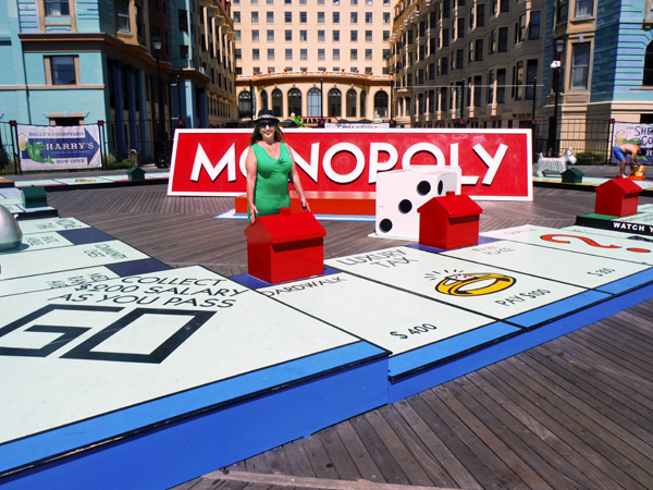 Karen Duquette and a giant Monopoly set