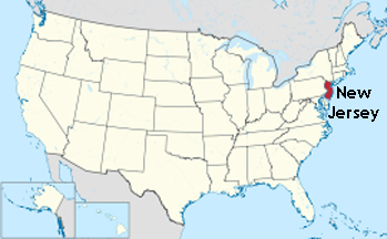 USA map showing location of New Jersey