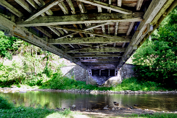 underneath Guth's Covered Bridge