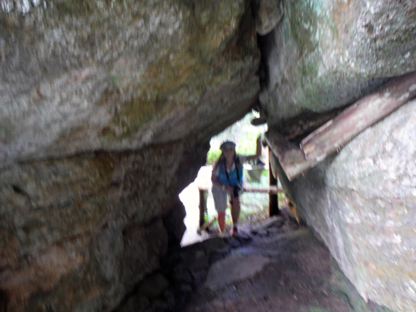 Karen ducks under the ARCH ROCK