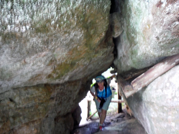 Karen ducks under the ARCH ROCK