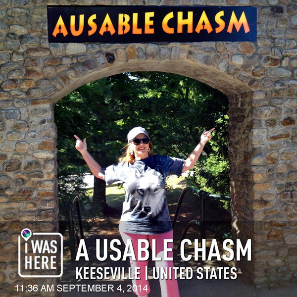Karen Duquette at the Ausable Chasm entrance