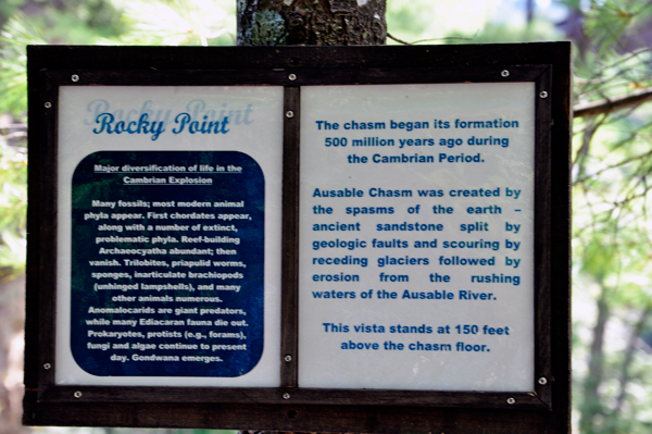 sign about Rocky Point at Ausable Chasm
