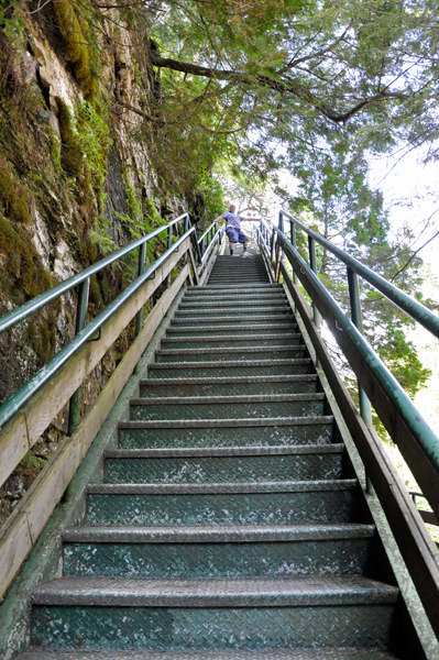 Lee Duquette going up the stairs