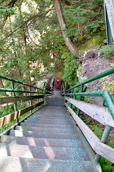 looking down the staircase