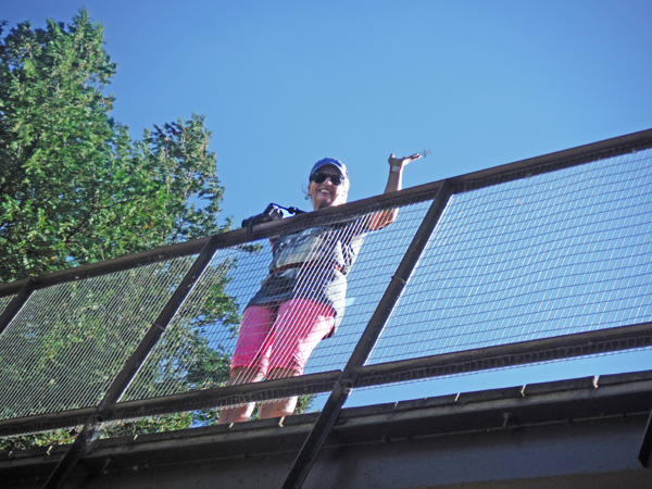 Karen Duquette on a bigh bridge