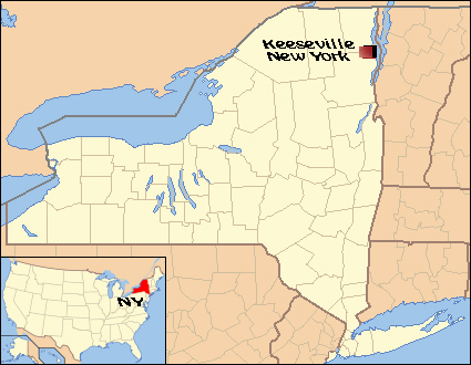 map of NY showing location of Keesville