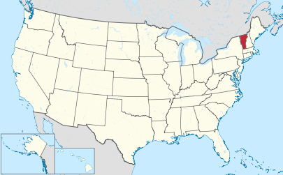USA map showing location of Vermont