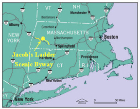Massachusetts map showing location of Jacob's ladder