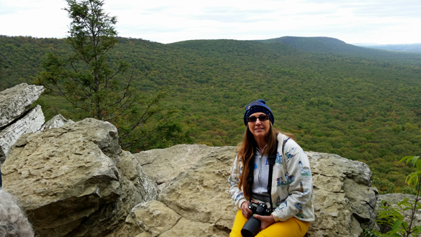 Karen Duquette at the North Lookout of Hawk Mountian