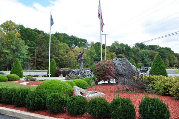 the back side of the Coal Miner's Monument