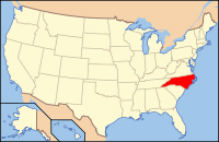 USA map showing location of North Carolina