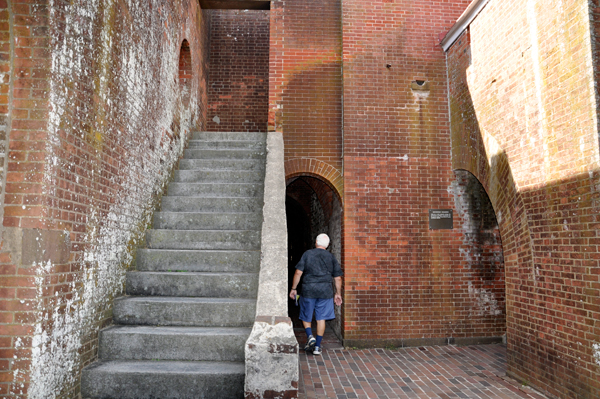 Lee checks out the area by the stairs