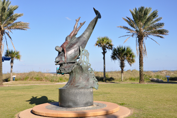 dolphin statue