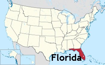 USA map showing location of Florida