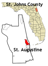 Florida map showing location of St Augustine