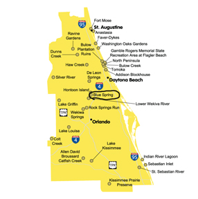 map showing the location of Blue Spring State Park in Florida