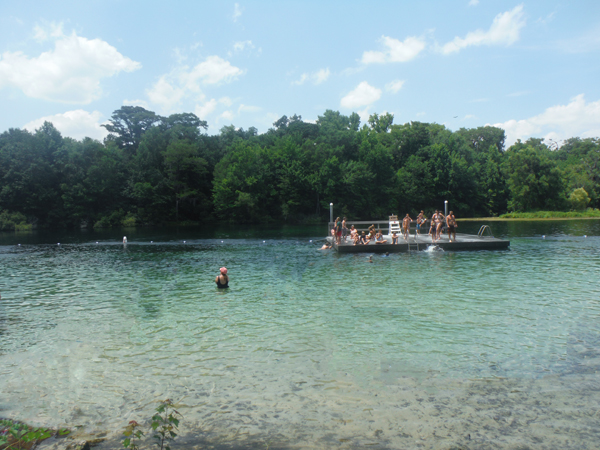 Karen Duquette in the icy cold water