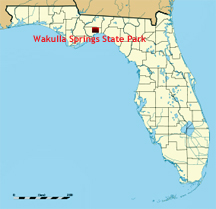 map of Florida showing location of Wakulla Springs State Park