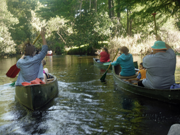 the gang canoeing