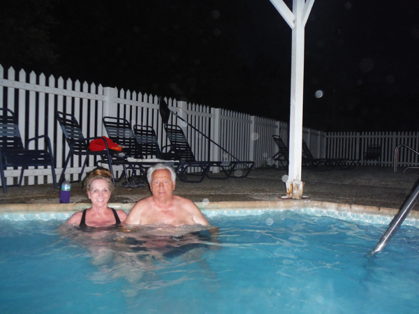 The two RV Gypsies in the hot tub