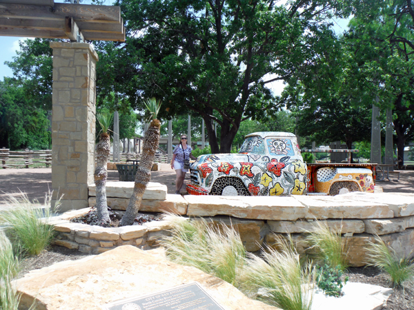 Karen Duquette and the decorated truck