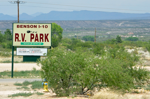 Benson I-10 RV Park sign