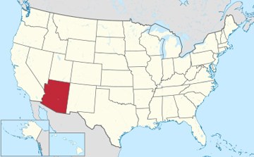 USA map showing location of Arizona