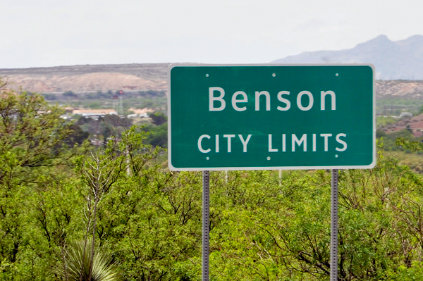 Benson city limits sign