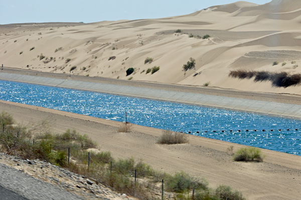 sand hills and an aquaduct.