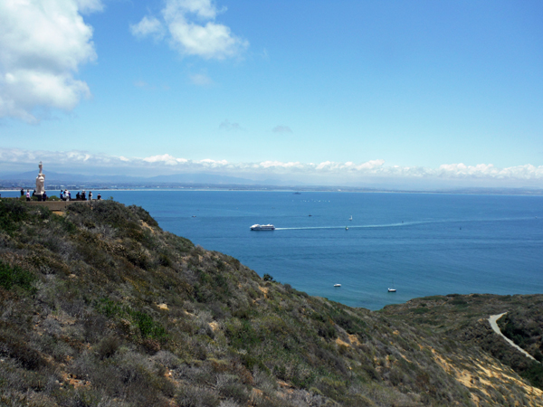 Cabrillo statue and the harbor