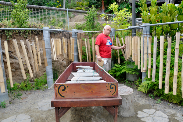 Lee Duquette and a wooden xylophone