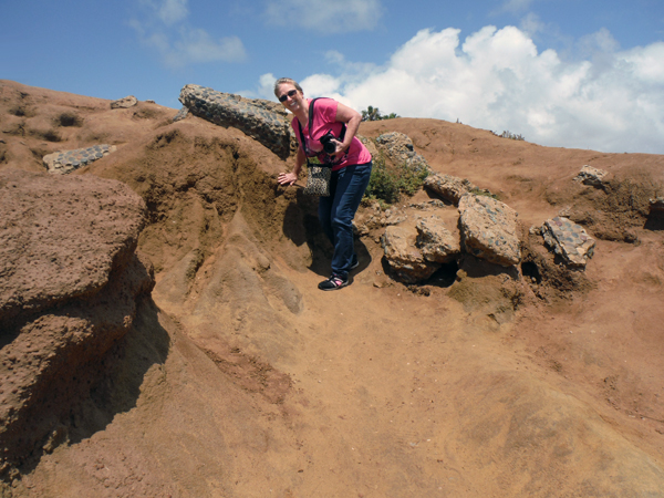 Karen Duquette climbing a hill