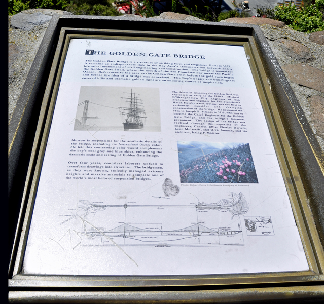 sign about the Golden Gate Bridge  and fog