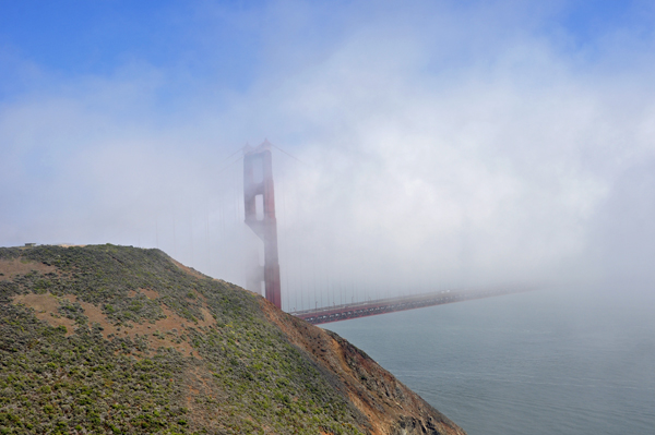 Golden Gate Bridge  and fog
