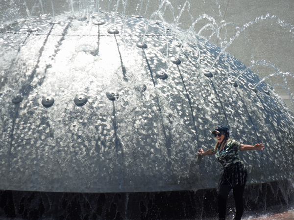 Karen Duquette loves getting wet on a hot day