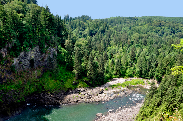 Looking down the cliff from the falls