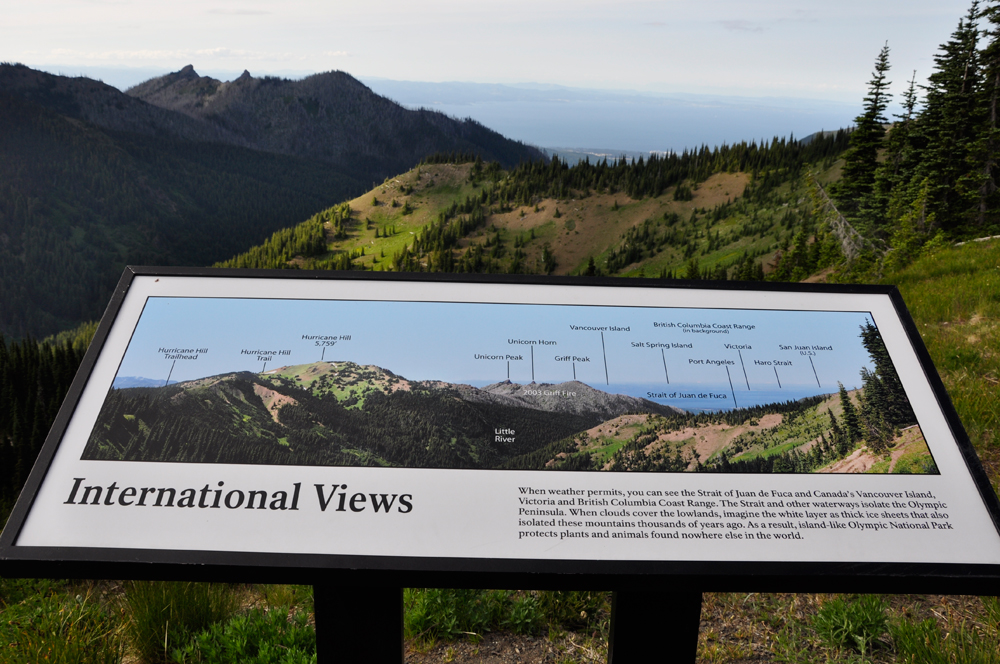 sign naming the mountains nearby