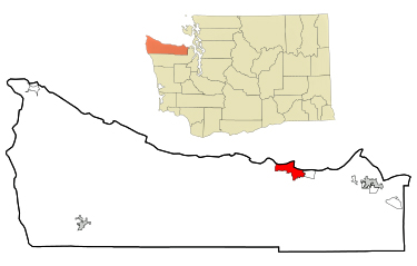 Map of Washington showing location of Port Angeles